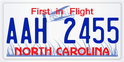 NC license plate AAH2455