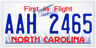 NC license plate AAH2465
