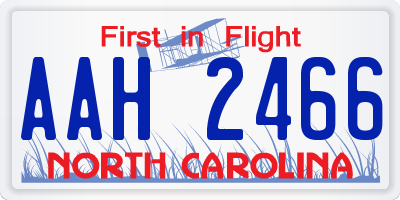 NC license plate AAH2466