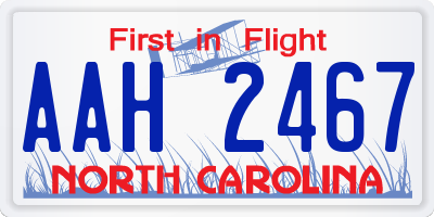 NC license plate AAH2467