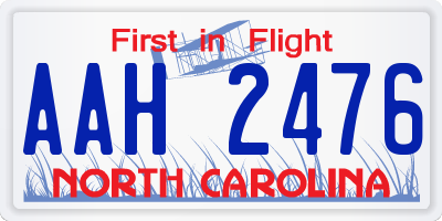 NC license plate AAH2476