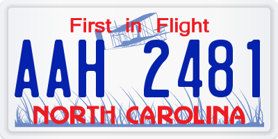 NC license plate AAH2481