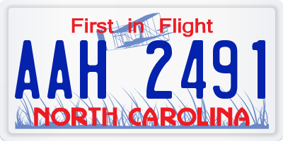 NC license plate AAH2491