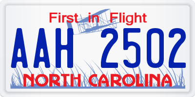 NC license plate AAH2502