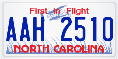 NC license plate AAH2510