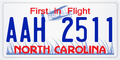 NC license plate AAH2511