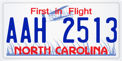 NC license plate AAH2513
