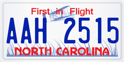 NC license plate AAH2515