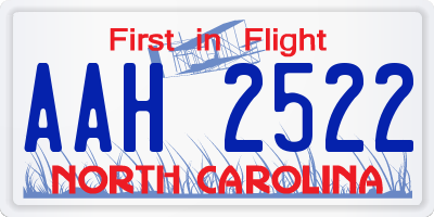 NC license plate AAH2522