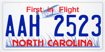 NC license plate AAH2523