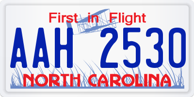 NC license plate AAH2530