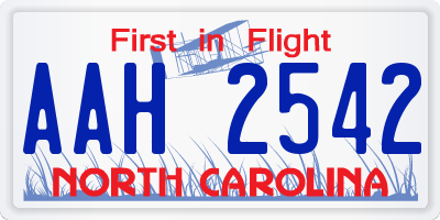 NC license plate AAH2542