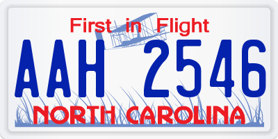 NC license plate AAH2546