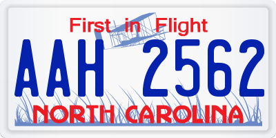 NC license plate AAH2562