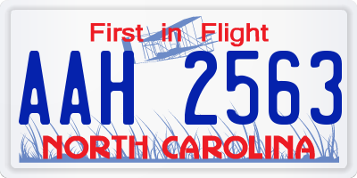 NC license plate AAH2563