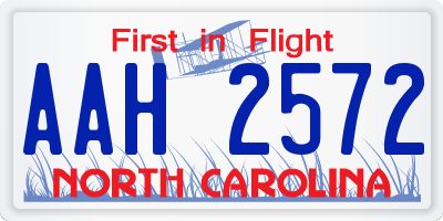 NC license plate AAH2572