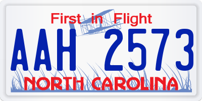 NC license plate AAH2573