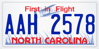 NC license plate AAH2578