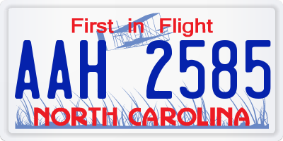 NC license plate AAH2585