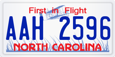 NC license plate AAH2596