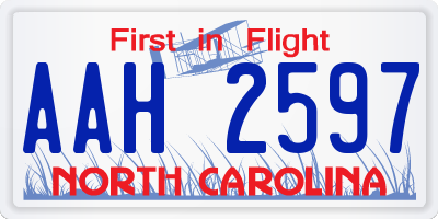 NC license plate AAH2597