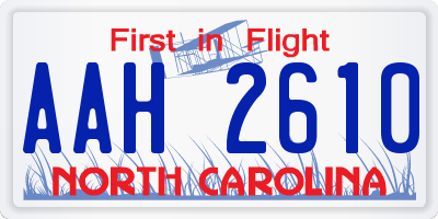 NC license plate AAH2610
