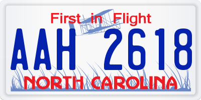 NC license plate AAH2618