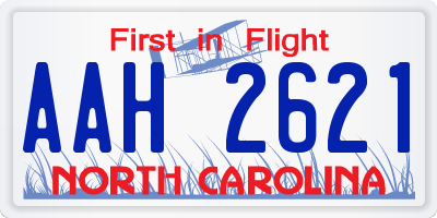 NC license plate AAH2621