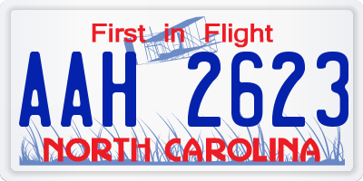 NC license plate AAH2623