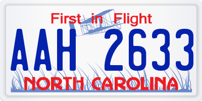 NC license plate AAH2633