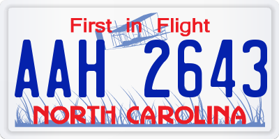 NC license plate AAH2643