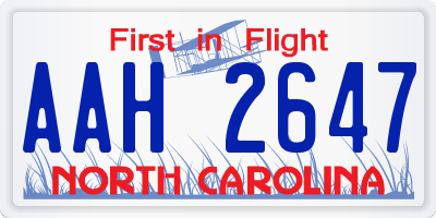 NC license plate AAH2647