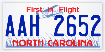 NC license plate AAH2652