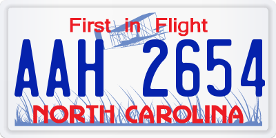 NC license plate AAH2654