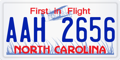 NC license plate AAH2656