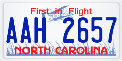NC license plate AAH2657