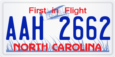NC license plate AAH2662