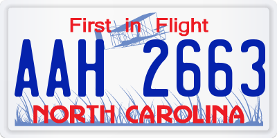 NC license plate AAH2663