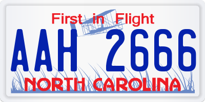 NC license plate AAH2666