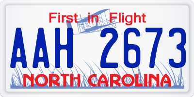 NC license plate AAH2673