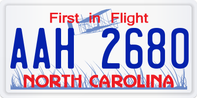 NC license plate AAH2680