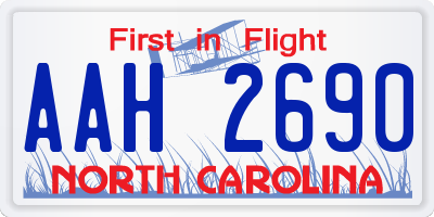 NC license plate AAH2690
