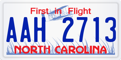 NC license plate AAH2713