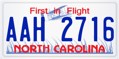 NC license plate AAH2716