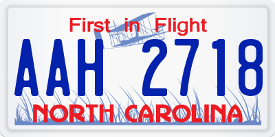 NC license plate AAH2718