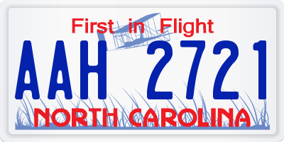 NC license plate AAH2721
