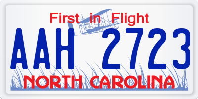 NC license plate AAH2723