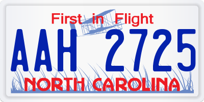 NC license plate AAH2725