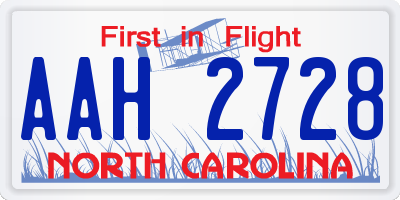 NC license plate AAH2728