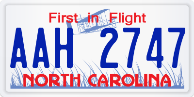 NC license plate AAH2747